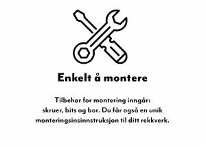 Ikon med skiftenøkkel og skrujern, symboliserer lettinnstallerte rekkverk med brukervennlige monteringsløsninger.